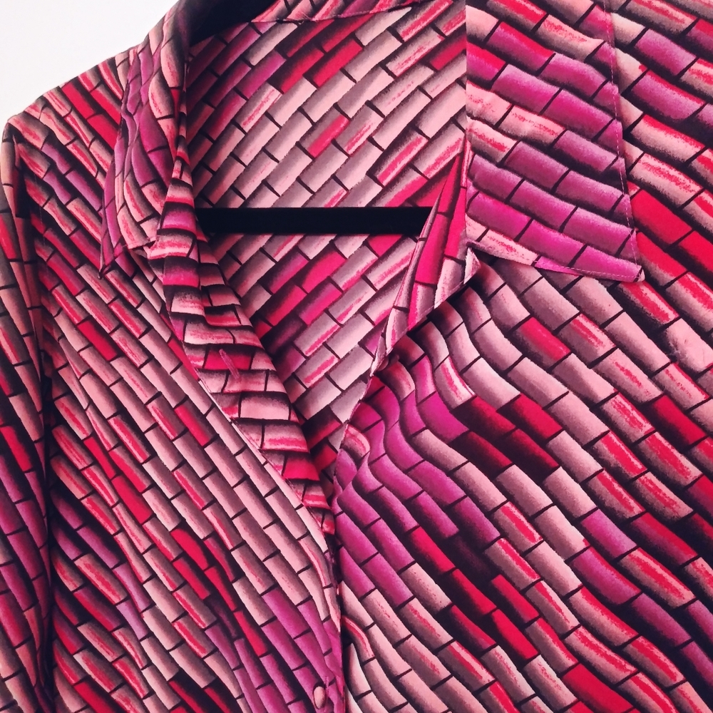 Vintage Patterned Work Blouse - image 1